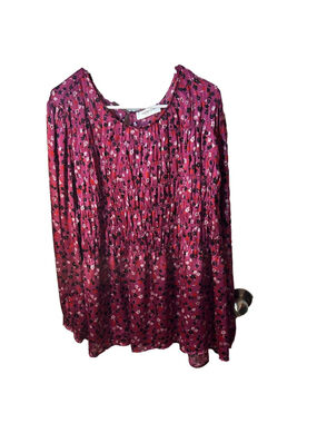 Addition Elle Pink Floral Boho Blouse – Smocked Button Back 4X